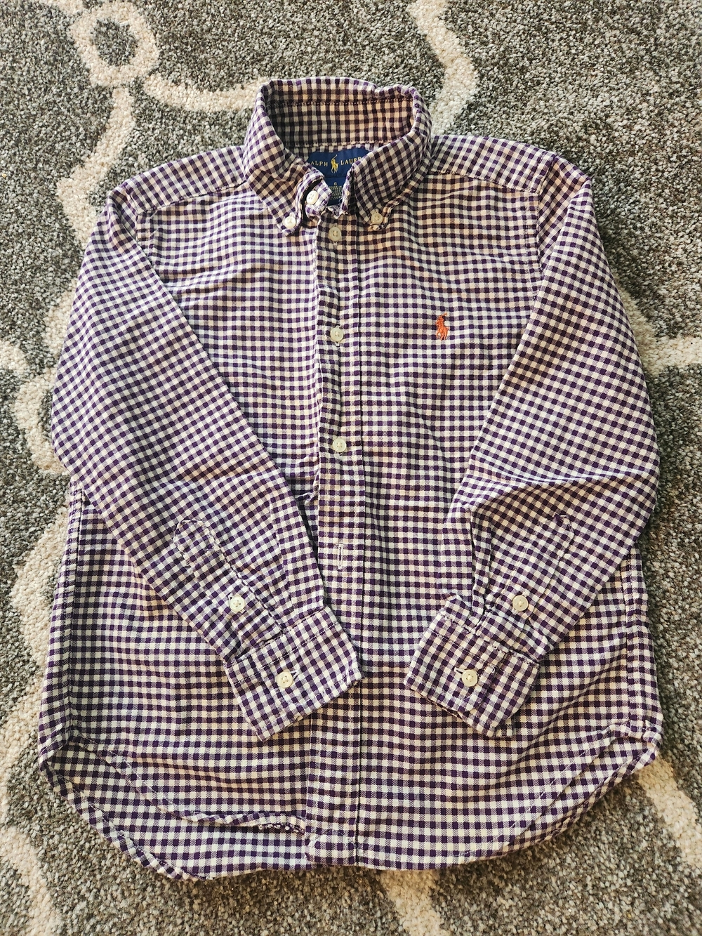 Ralph Lauren Purple Gingham Button-Down Shirt - Classic Mens